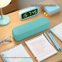 Nouvelle trousse à crayons rectangulaire multifonctionnelle simple en silicone avec fermeture éclair LD-148, impression de logo, pour l'école et le bureau
