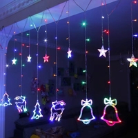 220v/110v Garland Elk Bell Weihnachts baum Weihnachts fee Eiszapfen Garten zimmer Dekorative Twinkle Star Led Fenster Vorhang String Licht