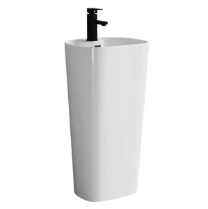 OEM New Arrival Oval Portable Floor Mounted Pedestal bathroom ceramic hand wash Luxury White Ceramic Deep pedestal sink basin