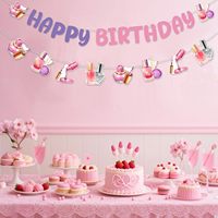 Dekorasi Pesta Ulang Tahun Mani Pedi, Spanduk Selamat Ulang Tahun, Kosmetik, Perlengkapan Spa, Perlengkapan Pesta Rias untuk Wanita dan Gadis