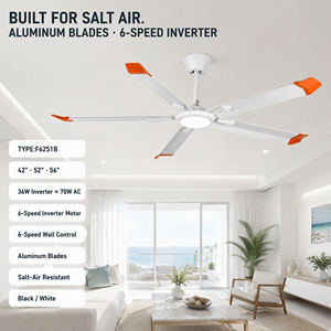<b>Aluminum</b> Ceiling <b>Fan</b> BLDC Motor 6 Speeds AC 110-240V 36W Wall Speed Control 42-52-56 Inch OEM Factory Supply - Product Image 4