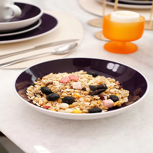 High Quality Dining Cups Plates and Bowls Ceramic Purple Dessert Plates and Colorful Glazed Drinking Cups - Product Image 1