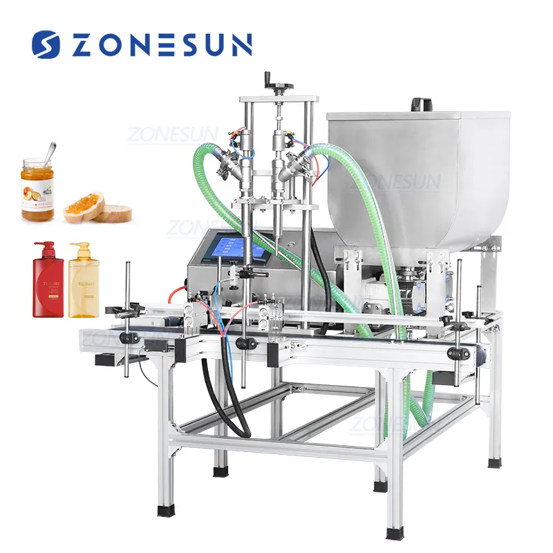 Zonesun ZS-DTGT900U2 Desktop Automatische Dubbele Kop Rotor Pomp Douchegel Body Cream Pasta Vulmachine