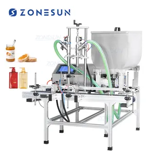 ZONESUN ZS-DTGT900U2 Desktop Automatic Double Head Rotor Pump Shower Gel Body Cream Paste Filling Machine