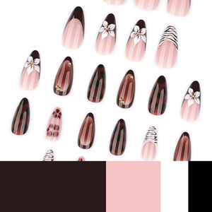 Juego <span class=keywords><strong>de</strong></span> 24 <span class=keywords><strong>Uñas</strong></span> Postizas <span class=keywords><strong>de</strong></span> Diseño <span class=keywords><strong>de</strong></span> Flores <span class=keywords><strong>de</strong></span> Verano, Cereza y Almendra, Importadas <span class=keywords><strong>de</strong></span> Corea, PMMA ABS Acrílico, <span class=keywords><strong>Uñas</strong></span> Cortas Personalizadas con Diamantes - Product Image 3