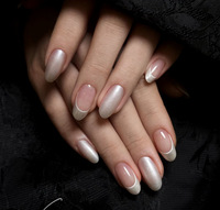 Ongles à presser extra courts, couvrance totale, style French, pour automne-hiver, effet œil de chat, pailletés, en acrylique fait main, bordure dorée, amovibles, motif étoilé