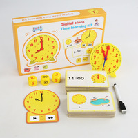 Kit de Aprendizaje del Tiempo con Reloj Digital CPC CE, Juguete Educativo Montessori, Rompecabezas de Tarjetas de Asociación para Niños Pequeños