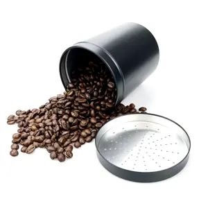 8oz 100mL 200ml 250ml Tarro de té Redondo Múltiples tamaños Tipo Impresión personalizada Tarro de aluminio negro con tapa en espiral Latas vacías de té y café