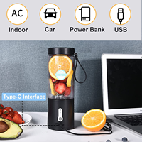 Draagbare blender Fruitpersbeker Persoonlijke smoothie USB Type-C Roestvrij staal 6 messen Oplaadbare batterij IPX7 Auto RV
