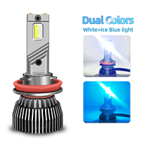 Ampoule de phare LED bicolore 120W Blanc + Bleu Glace H1 H3 H7 H11 H16 H18 880 881 5202 P13W 9012 9145 Phare de voiture Feu antibrouillard