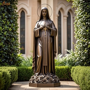 Sstimmate sulla fronte in fusione di ottone che tengono gesico rose incrociate intorno a malattie e ferite patrono santo a grandezza naturale statua in bronzo di St Rita - Product Image 4