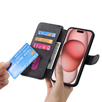 Étui portefeuille magnétique détachable en similicuir avec fente pour cartes et support pour iPhone 17 Pro Max / 16 Pro – Housse de protection