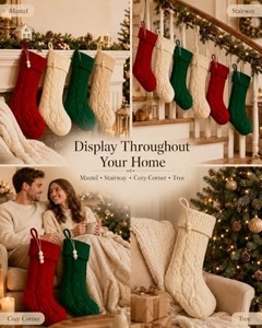 Grandes chaussettes de Noël en tricot pour la décoration de fêtes de famille, chaussettes de Noël pour les fêtes de fin d'année - Product Image 5