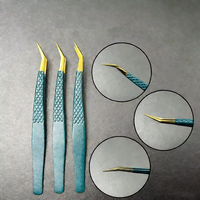 Hochpräzise Edelstahl-Pinzetten für Wimpernverlängerung, Goldene Feder-Delfin-Blüten-Pinzetten-Serie mit Glatter Spitze