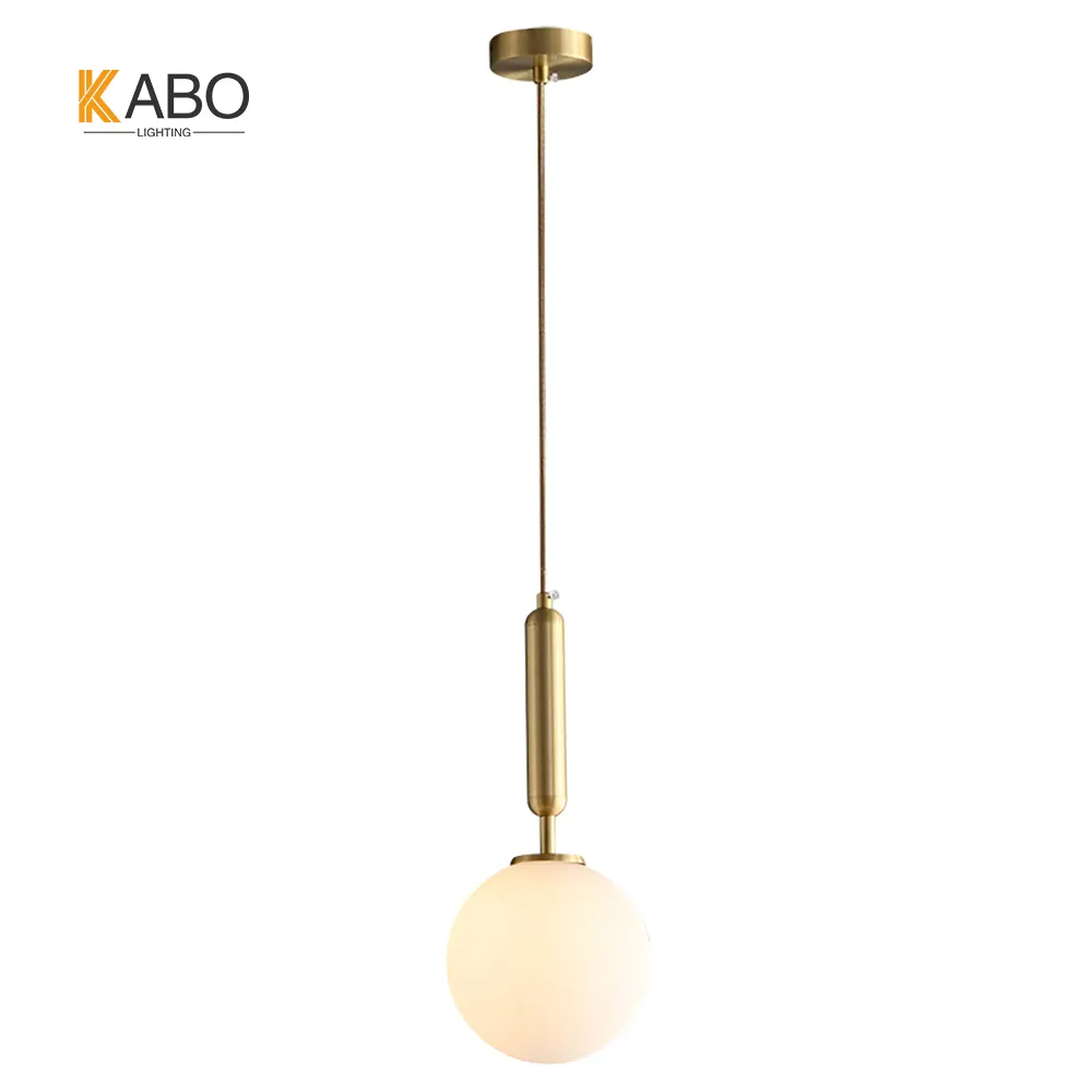 Nordic Luxury Modern Decor Copper Light Milky White Glass Hanging Light Lamp For Living Ding Room Pendant Light