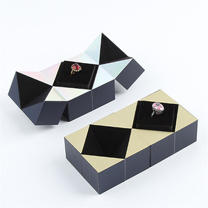 Lampada a Led cassa del tesoro girevole in oro due O Kit dimensioni piccola collana verde anello Set scatola cassetto scatola per imballaggio <span class=keywords><strong>gioielli</strong></span> per ragazze - Product Image 4