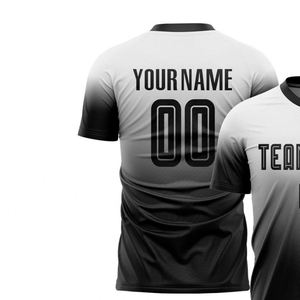 Camiseta de Fútbol con Degradado Blanco y Negro, Manga Corta, Transpirable, Absorbe la Humedad, Ropa Deportiva Ligera para Entrenamiento y Partidos - Product Image 3