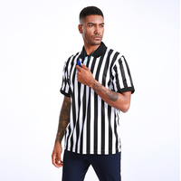 Polo d'arbitre à rayures verticales bleu et blanc pour homme, manches courtes, uniforme officiel d'arbitre avec poche poitrine