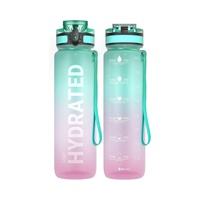 B14-1057 Amz Vente Chaude 2023 En Plastique LOGO Personnalisé Étanche Bouteille D'eau Sans BPA 1l Sport Motivation Bouteille D'eau