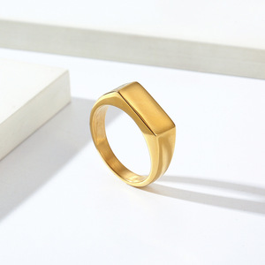 Minimalist geometric design <b>titanium</b> steel <b>ring</b>, unisex, smooth finish, street style model jewelry. - Product Image 4