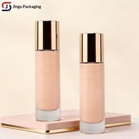 Flacon en verre haut de gamme de 30 ml à fond épais pour fond de teint, emballage cosmétique carré rechargeable de type pression, vente en gros
