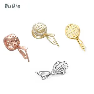 Wuqie Silver Jade Pendant Clasp Connector Clasps Clips Necklace Pendant Buckle Open Ring Hanging Jewelry Findings