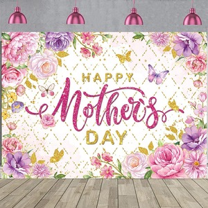 Joyeuse fête des mères, fond de photographie floral rose et violet, toile de fond « J'aime maman », bannière de fête, décoration de photomaton personnalisable - Product Image 6