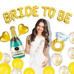 Enterrement de vie de jeune fille tenture murale ballon décoration feuille rideau mariée à être voile ceinture nuptiale douche fête fournitures Kit - Product Image 5