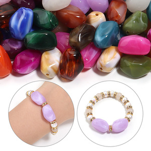 <span class=keywords><strong>Perles</strong></span> acryliques MFan irrégulières bicolores effet nuage à grand trou pour DIY, imitation pierre, bracelet, chaîne de téléphone, matériaux de tissage pour sacs - Product Image 4