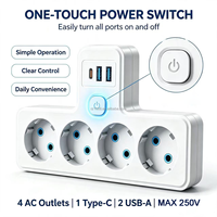 Multiprise murale Schuko UE en gros pour usine, 4 prises CA avec 1 Type-C et 2 USB-A, adaptateur secteur pour la maison, le bureau et les voyages