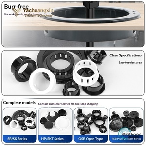 Passe-câble plat noir en nylon de 20 mm avec protection pour tuyau rond à clipser - Product Image 2