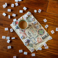 Essuie-tout de cuisine 100 % coton imprimé motifs Mahjong, serviette à thé amusante sur le thème des jeux avec boucle de suspension, idéal pour les soirées jeux ou comme cadeau pour hôtesse