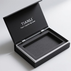 Scatola magnetica nera di lusso per il regalo stampa digitale argento/lamina d'oro scatola di carta <span class=keywords><strong>Vip</strong></span> riciclabile Flip Cover portafoglio scatola di carta - Product Image 1