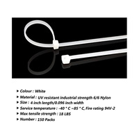 Stock d'usine noir et blanc pa66 attache de câble en nylon autobloquante attaches zippées en plastique