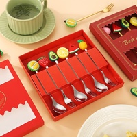 Ensemble cuillère et fourchette en acier inoxydable pour cadeaux de mariage, adorables fourchettes à gâteau en forme d'animaux de dessin animé avec boîte cadeau