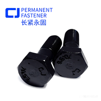 Baut Kepala Heksagonal Besar Baja Paduan 10.9S Lapisan Oksida Hitam Merek CJ dengan Mur Tunggal dan Cincin Ganda Sesuai GB/T 1231-2024 M16 M20