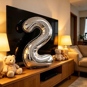 Party Love N2 45cm 12 pcs Bag Numero Silver Balloon for making your celebrations memorable and stylish - Product Image 5