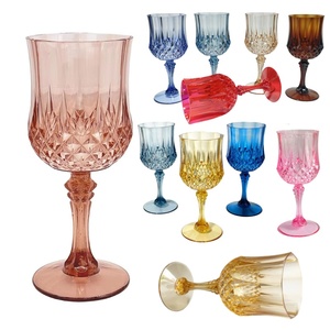 Calici da Vino Blu <span class=keywords><strong>Vintage</strong></span> in Plastica Trasparente, <span class=keywords><strong>Bicchieri</strong></span> Stile Retrò per Grandi Eventi e Ricevimenti di Nozze - Product Image 1
