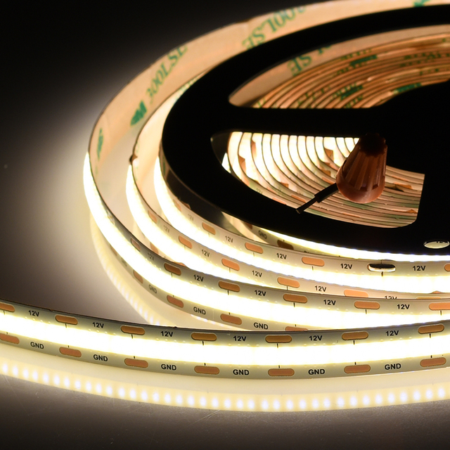 DC12V 24V 48V 480leds High Density LED Chips Cob Led Light 10mm IP20 Warm White CRI90 Dotless Flexible COB LED Strip