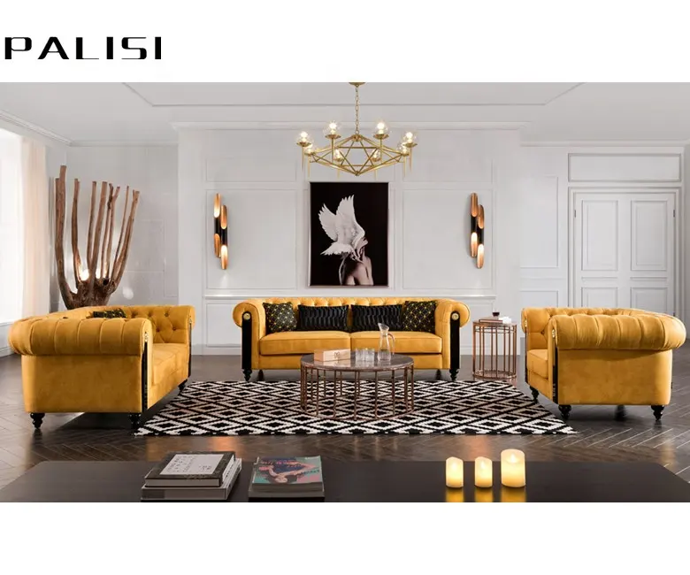 UAE Luxus Sofa Möbel Set beliebte Dubai Möbel Neues Modell Indisches Sofa Design Wohnzimmer Tufted Home Sofa Set Postmodern