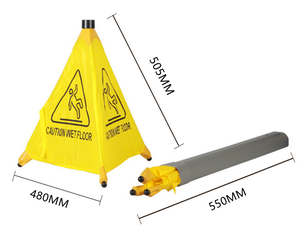 Venta al por mayor de tela de nailon amarillo advertencia peligro resbaladizo señalización de seguridad cono práctico trípode emergente de 3 lados suelo húmedo cono de señal de precaución - Product Image 4