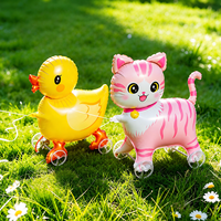 Ballons en aluminium animaux marcheurs avec roues, multicolores, imprimés en sérigraphie, mignons, à tirer, pour enfants, cadeaux de fête d'anniversaire en extérieur