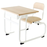 Bureau et chaise intégrés pour étudiant, structure robuste, cadre métallique durable avec tiroir, mobilier scolaire pour l'étude des élèves
