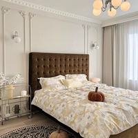 Moderner Luxus italienischer Echt leder Doppelbett rahmen King & Queen Size Schlafzimmer möbel Weiches Holz Kopfteil 3 Jahre Garantie