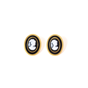 ต่างหูแฟชั่นทรงรี ดีไซน์ลายคาเมโอ ผลิตจากสแตนเลสสตีล 316L ชุบทอง PVD ทนทาน เป็นมิตรต่อสิ่งแวดล้อม - Product Image 2