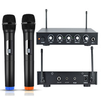 Microphone professionnel Funkmikrofon Highmic numérique DSP double canal en métal, mixeur karaoké, récepteur de microphone sans fil UHF pour le chant en pub