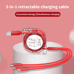 Chất lượng cao 1m có thể thu vào cáp USB 3-in-1 tùy ý căng đa năng điện thoại di động & tai nghe Sạc cho <span class=keywords><strong>IOS</strong></span> thiết bị - Product Image 4