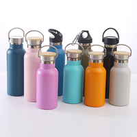 Botol Air Terisolasi Termal BSCI 12oz/350ml Dinding Ganda Stainless Steel Botol Vakum Anak-Anak Botol Olahraga dengan Tutup Bambu