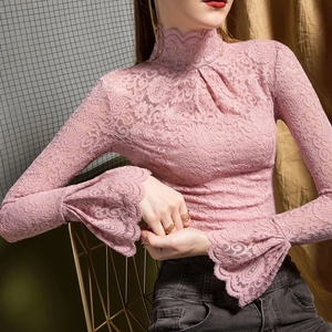 <span class=keywords><strong>Blusa</strong></span> elegante <span class=keywords><strong>de</strong></span> encaje floral para mujer con <span class=keywords><strong>manga</strong></span> <span class=keywords><strong>larga</strong></span> acampanada y <span class=keywords><strong>cuello</strong></span> alto moda <span class=keywords><strong>de</strong></span> primavera e Invierno para camisa <span class=keywords><strong>de</strong></span> fondo <span class=keywords><strong>de</strong></span> otoño - Product Image 6