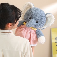 Boneka Gajah Kelinci Berbulu Keriting Lucu dengan Pakaian, Boneka Hewan Gajah Kelinci Lembut untuk Teman Anak, Hadiah